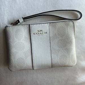 Coach Signature PVC Leather White Wristlet